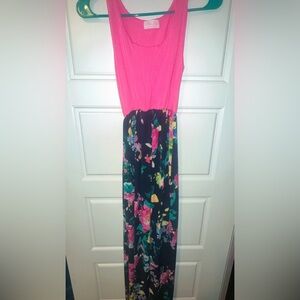 Pink Lily Flower Maxi Dress